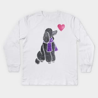 Watercolour Poodle Kids Long Sleeve T-Shirt